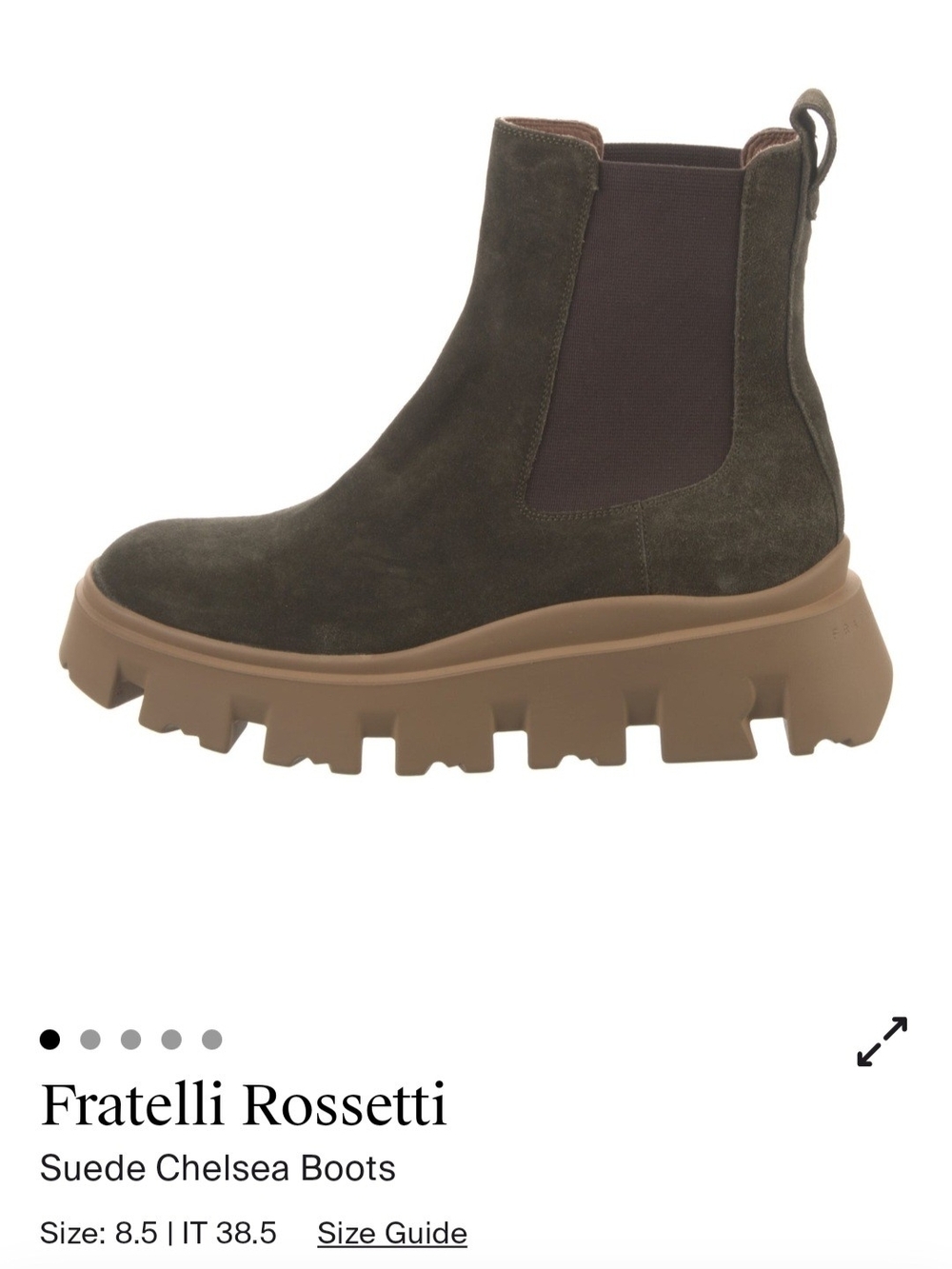 Fratelli Rossetti Olive Green Suede Chelsea Booties with Chunky Tan Sole